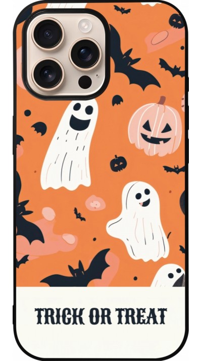 Coque iPhone 16 Pro Max - Silicone rigide noir Halloween 2025 Trick treat