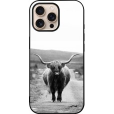 Coque iPhone 16 Pro Max - Silicone rigide noir Highland cattle