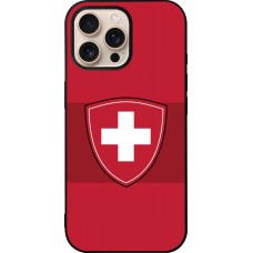 iPhone 16 Pro Max Case Hülle - Silikon schwarz Hockey World Championship Ecusson Suisse