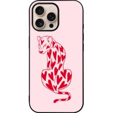 iPhone 16 Pro Max Case Hülle - Silikon schwarz Leopard with hearts 2026