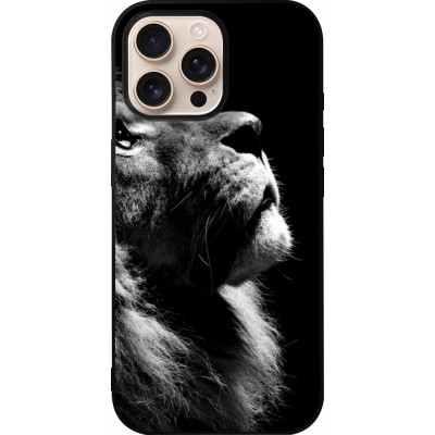 iPhone 16 Pro Max Case Hülle - Silikon schwarz Lion looking up