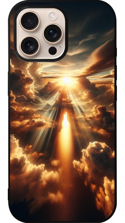 Coque iPhone 16 Pro Max - Silicone rigide noir Lueur Céleste Zenith