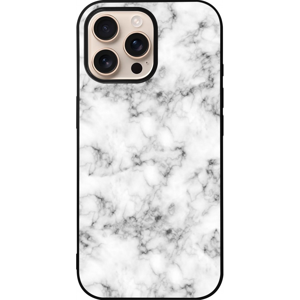 Coque iPhone 16 Pro Max - Silicone rigide noir Marble 01