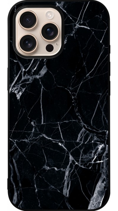 Coque iPhone 16 Pro Max - Silicone rigide noir Marble Black 01