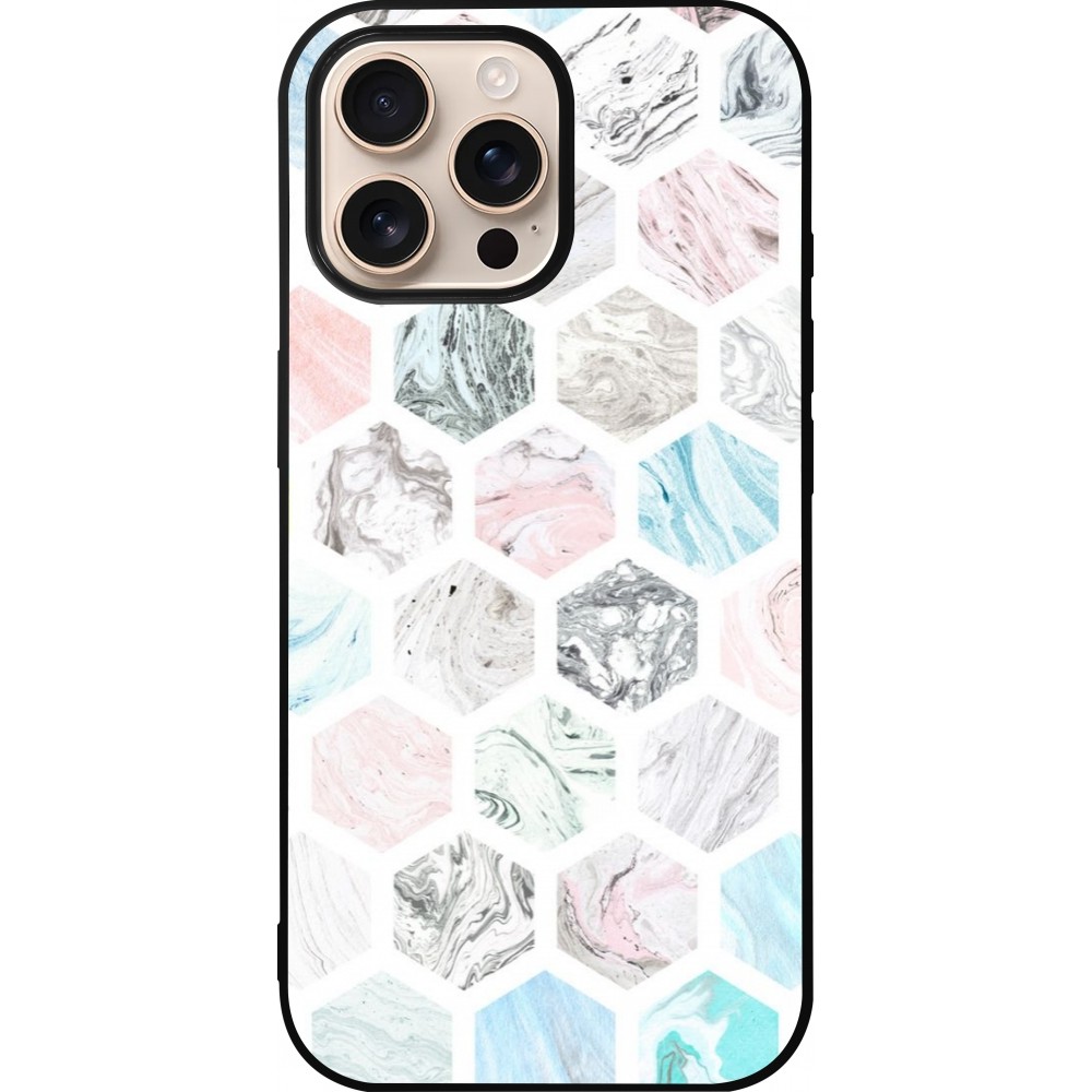 Coque iPhone 16 Pro Max - Silicone rigide noir Marble Everything