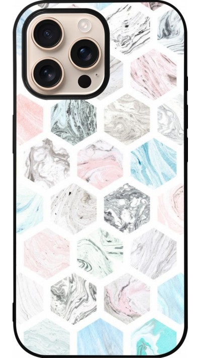 Coque iPhone 16 Pro Max - Silicone rigide noir Marble Everything