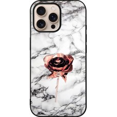 iPhone 16 Pro Max Case Hülle - Silikon schwarz Marble Rose Gold