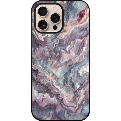 iPhone 16 Pro Max Case Hülle - Silikon schwarz Violetter silberner Marmor