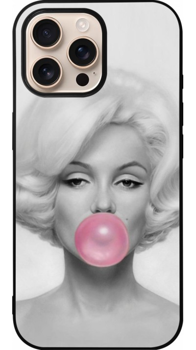 Coque iPhone 16 Pro Max - Silicone rigide noir Marilyn Bubble