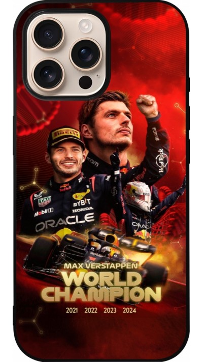 Coque iPhone 16 Pro Max - Silicone rigide noir Max Verstappen Champion 2023