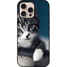 iPhone 16 Pro Max Case Hülle - Silikon schwarz Meow 23