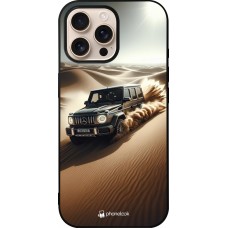 Coque iPhone 16 Pro Max - Silicone rigide noir Mercedes G Drift Desert