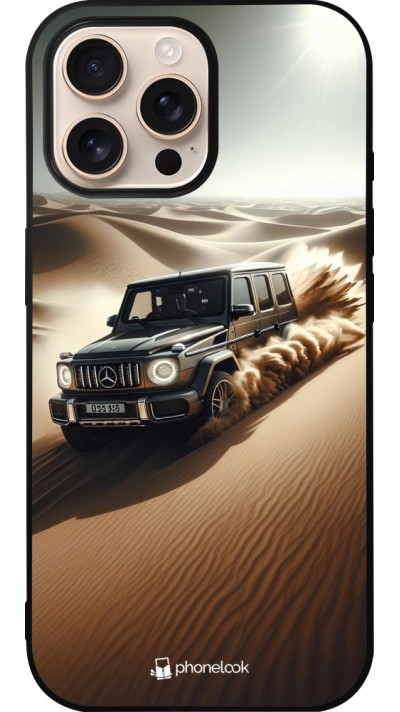 Coque iPhone 16 Pro Max - Silicone rigide noir Mercedes G Drift Desert