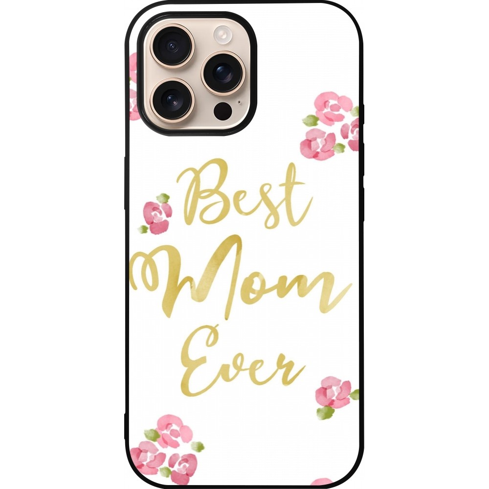 Coque iPhone 16 Pro Max - Silicone rigide noir Mom 2024 best Mom ever