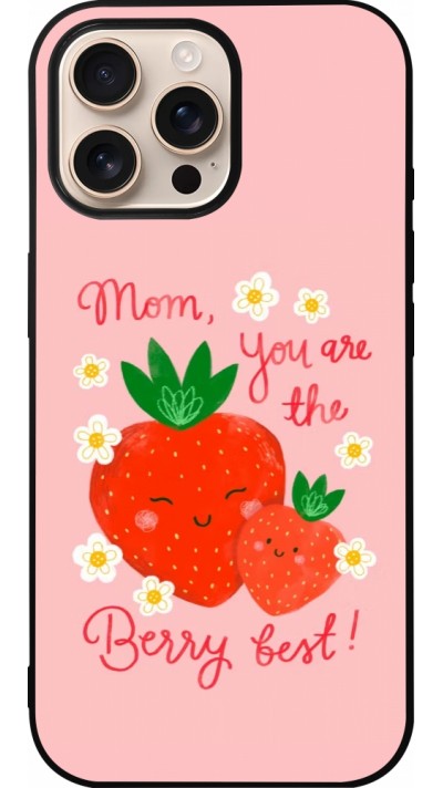 Coque iPhone 16 Pro Max - Silicone rigide noir Mom 2026 Berry best