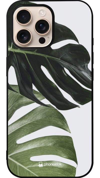 Coque iPhone 16 Pro Max - Silicone rigide noir Monstera Plant