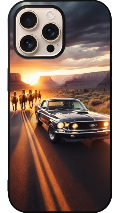 Coque iPhone 16 Pro Max - Silicone rigide noir Mustang 69 Grand Canyon