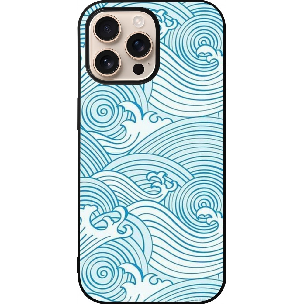 Coque iPhone 16 Pro Max - Silicone rigide noir Ocean Waves