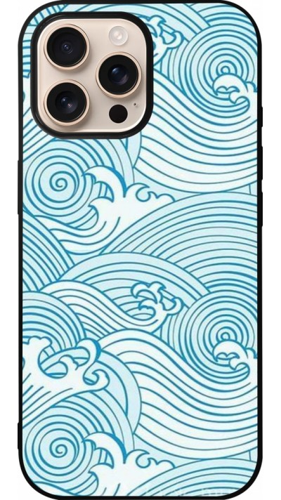 Coque iPhone 16 Pro Max - Silicone rigide noir Ocean Waves