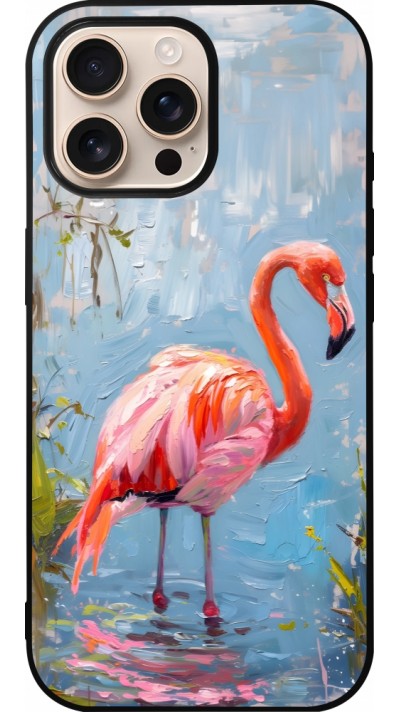 Coque iPhone 16 Pro Max - Silicone rigide noir Paint Flamingo