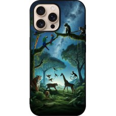 Coque iPhone 16 Pro Max - Silicone rigide noir Paradis des animaux exotiques