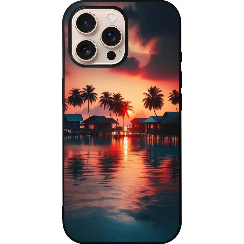 iPhone 16 Pro Max Case Hülle - Silikon schwarz Paradies Malediven