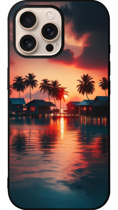 Coque iPhone 16 Pro Max - Silicone rigide noir Paradis Maldives