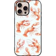 Coque iPhone 16 Pro Max - Silicone rigide noir Pattern de homards pastels