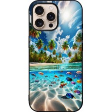 Coque iPhone 16 Pro Max - Silicone rigide noir Plage Paradis