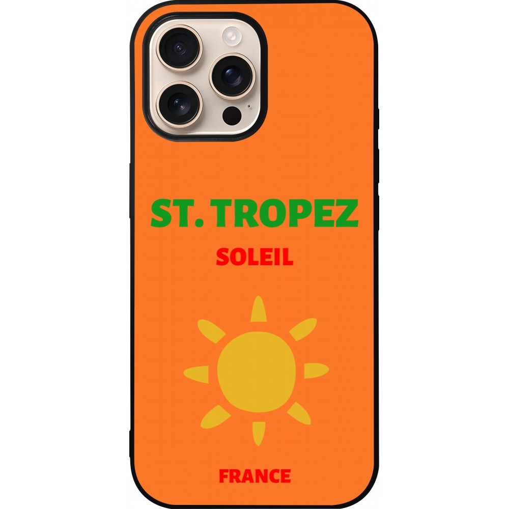 iPhone 16 Pro Max Case Hülle - Silikon schwarz Pop Summer Destination St-Tropez
