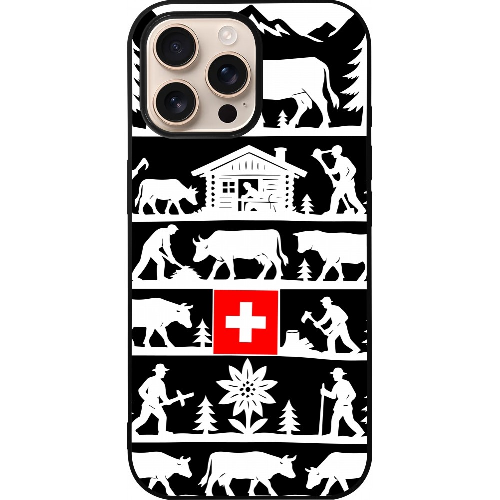 Coque iPhone 16 Pro Max - Silicone rigide noir Poya Suisse 1 noir