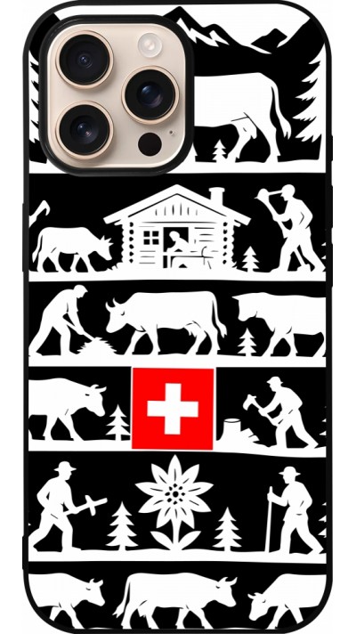 Coque iPhone 16 Pro Max - Silicone rigide noir Poya Suisse 1 noir
