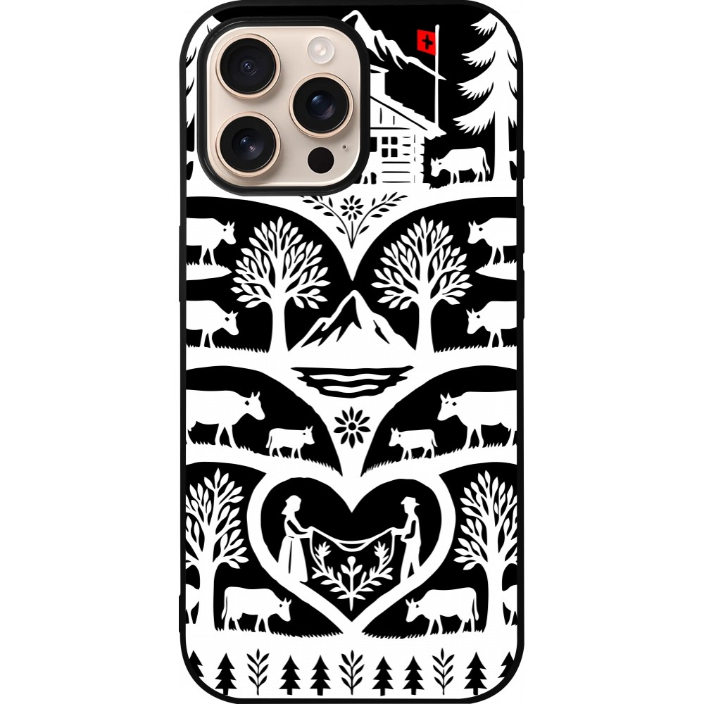 Coque iPhone 16 Pro Max - Silicone rigide noir Poya Suisse 2 noir