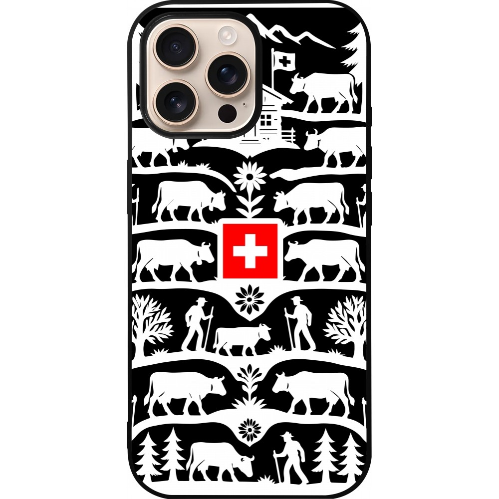 Coque iPhone 16 Pro Max - Silicone rigide noir Poya Suisse 3 noir