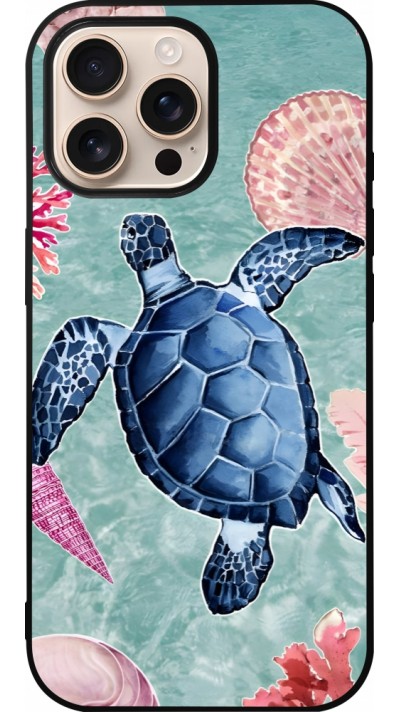 Coque iPhone 16 Pro Max - Silicone rigide noir Preppy Turtle