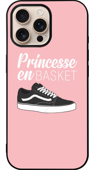Coque iPhone 16 Pro Max - Silicone rigide noir princesse en basket