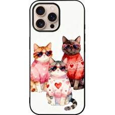 Coque iPhone 16 Pro Max - Silicone rigide noir Saint Valentines Day 26 Cat Love