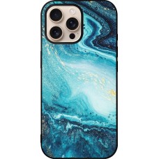 Coque iPhone 16 Pro Max - Silicone rigide noir Sea Foam Blue