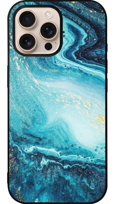 Coque iPhone 16 Pro Max - Silicone rigide noir Sea Foam Blue