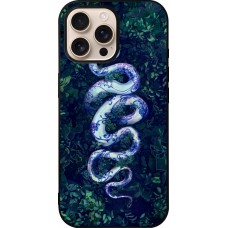 Coque iPhone 16 Pro Max - Silicone rigide noir Serpent Blue Anaconda