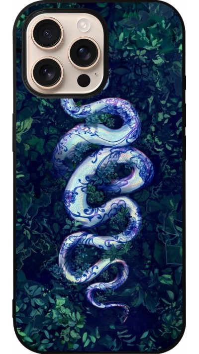 Coque iPhone 16 Pro Max - Silicone rigide noir Serpent Blue Anaconda