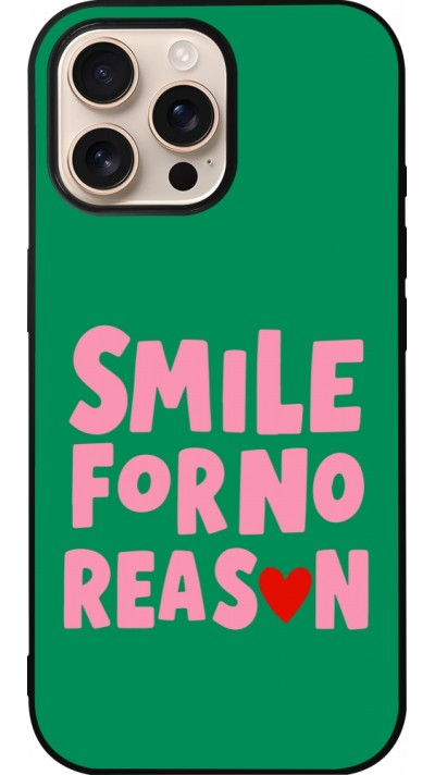 Coque iPhone 16 Pro Max - Silicone rigide noir Smile for no reason 2026