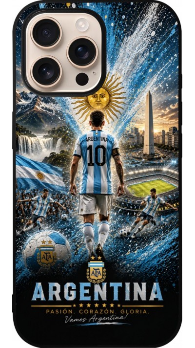 iPhone 16 Pro Max Case Hülle - Silikon schwarz Fussball Argentinien splash 2026