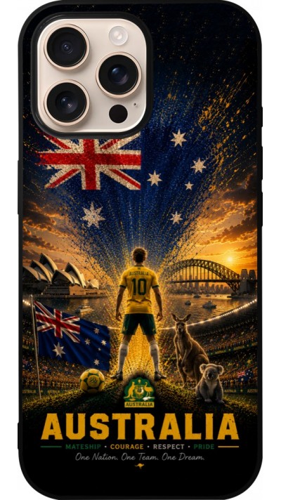 iPhone 16 Pro Max Case Hülle - Silikon schwarz Fussball Australien splash 2026