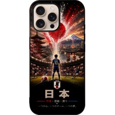 Coque iPhone 16 Pro Max - Silicone rigide noir Football Japon splash 2026