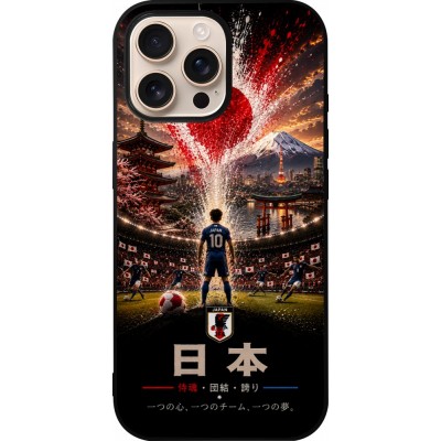 Coque iPhone 16 Pro Max - Silicone rigide noir Football Japon splash 2026
