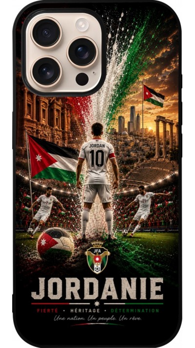 iPhone 16 Pro Max Case Hülle - Silikon schwarz Fussball Jordanien splash 2026