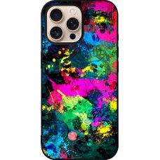 Coque iPhone 16 Pro Max - Silicone rigide noir Splash paint
