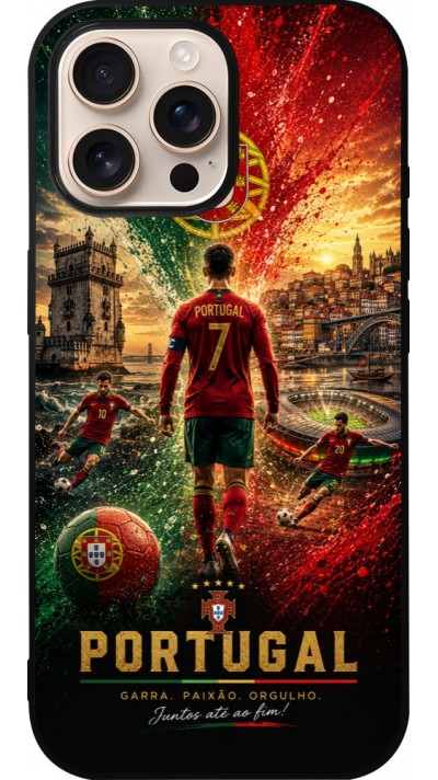 iPhone 16 Pro Max Case Hülle - Silikon schwarz Fussball Portugal splash 2026