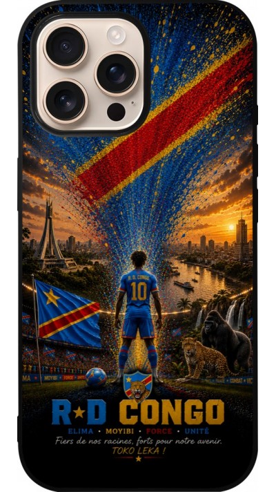 iPhone 16 Pro Max Case Hülle - Silikon schwarz Fussball Demokratische Republik Kongo splash 2026